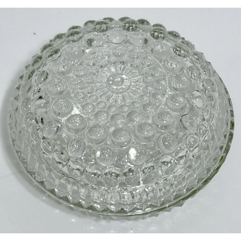 VTG Clear Glass Hobnail Trinket Box W/ Lid Cottagecore Decor Jewelry Holder
